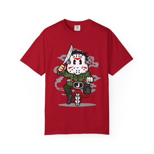 Jason Mask Biker T-Shirt — Retro Horror Moto Tee