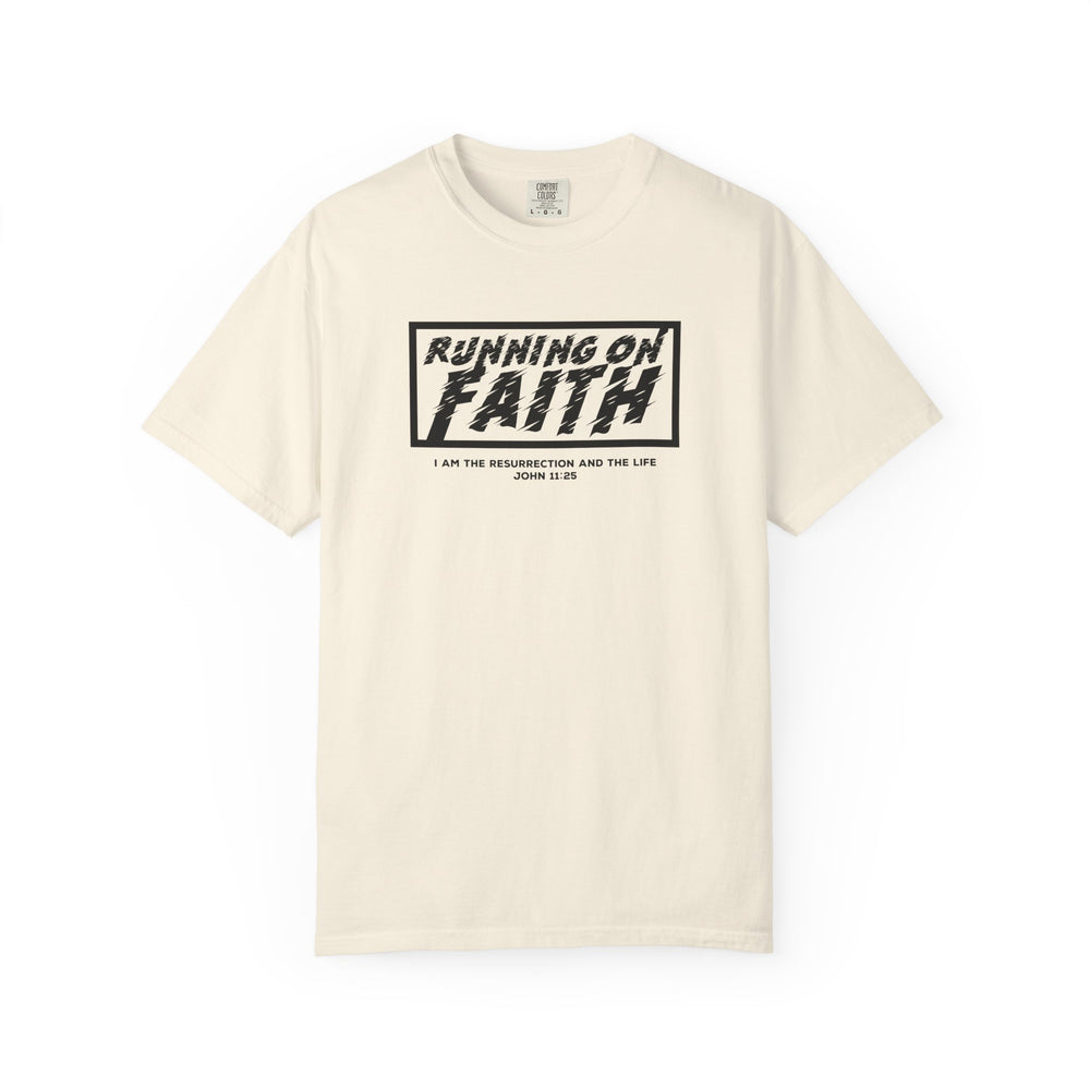 Running on Faith T-Shirt — Christian Scripture Tee (John 12:26)