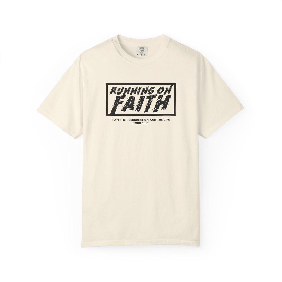 Running on Faith T-Shirt — Christian Scripture Tee (John 12:26)