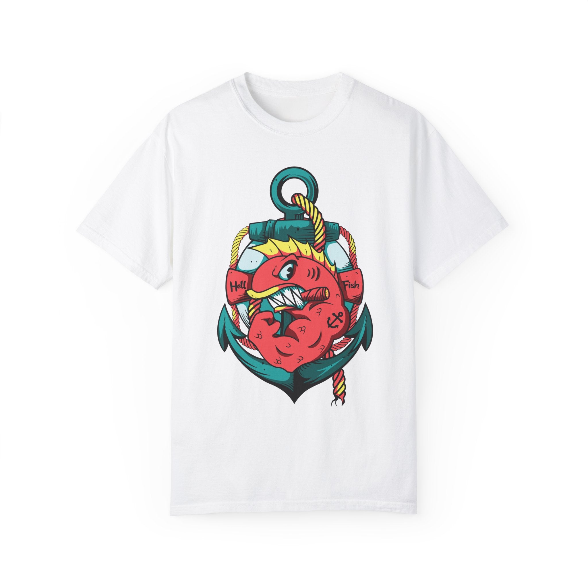BraggerSwine Unisex Garment-Dyed T-Shirt - Fighting Fish Tattoo