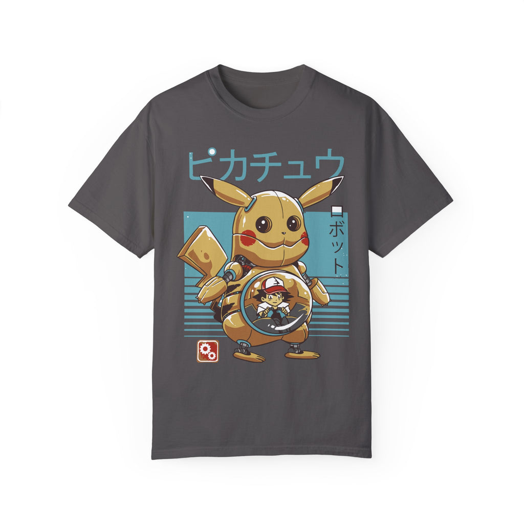 BraggerSwine Unisex Garment-Dyed T-Shirt - Ash y Pika Robot