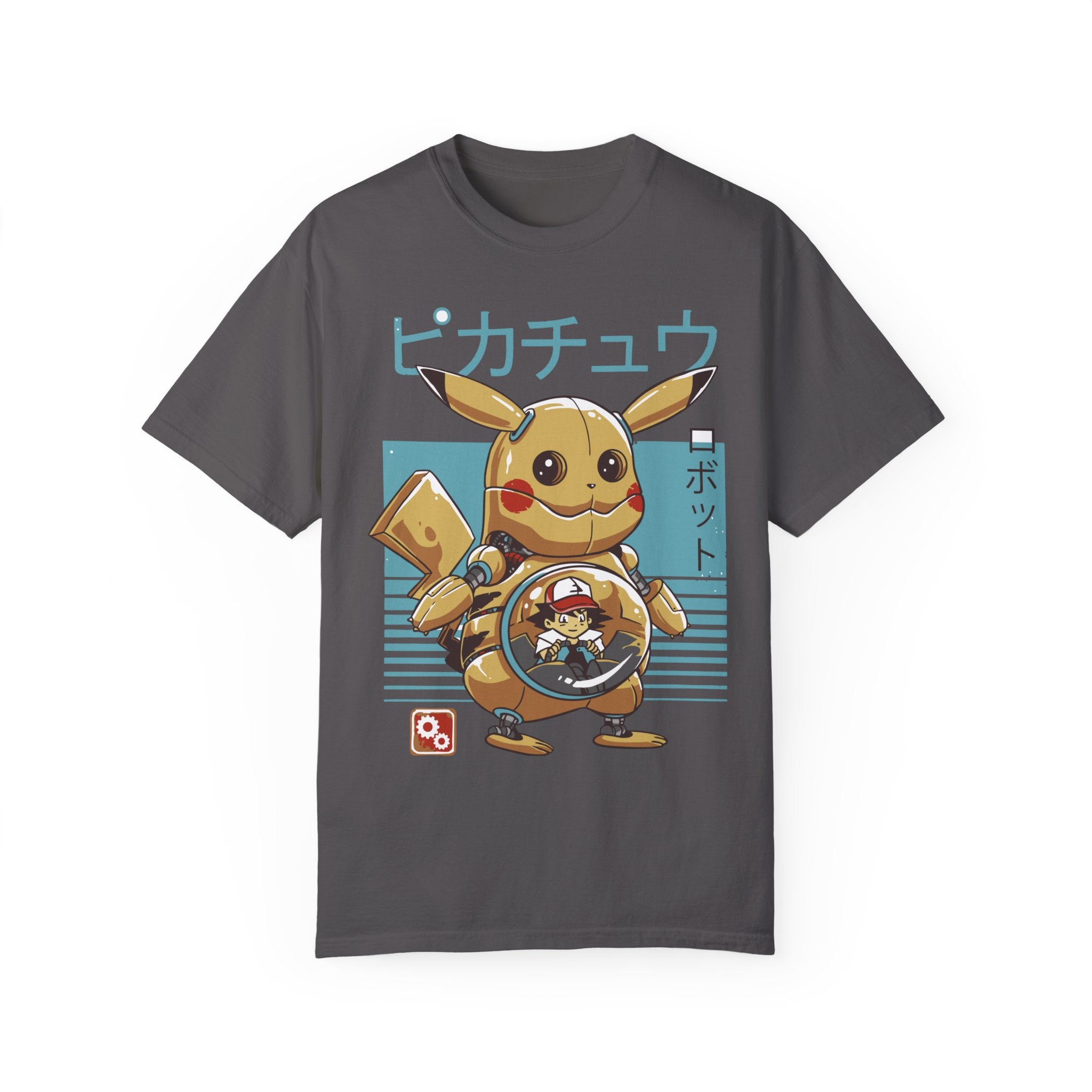 BraggerSwine Unisex Garment-Dyed T-Shirt - Ash y Pika Robot