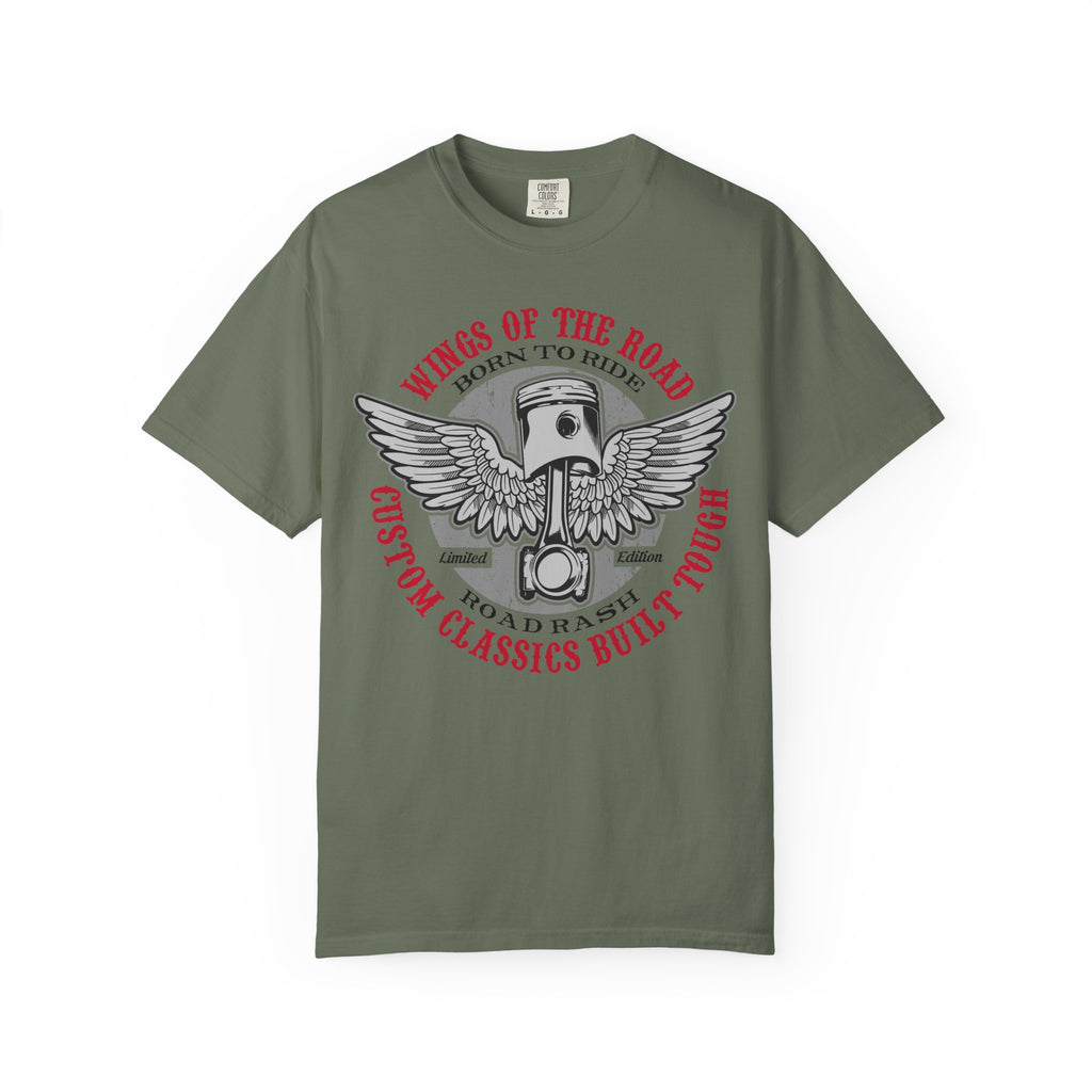 Wings of the Road Motorcycle T-Shirt - "Born to Ride" Vintage Road Racer Tee