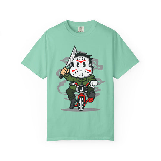 Jason Mask Biker T-Shirt — Retro Horror Moto Tee