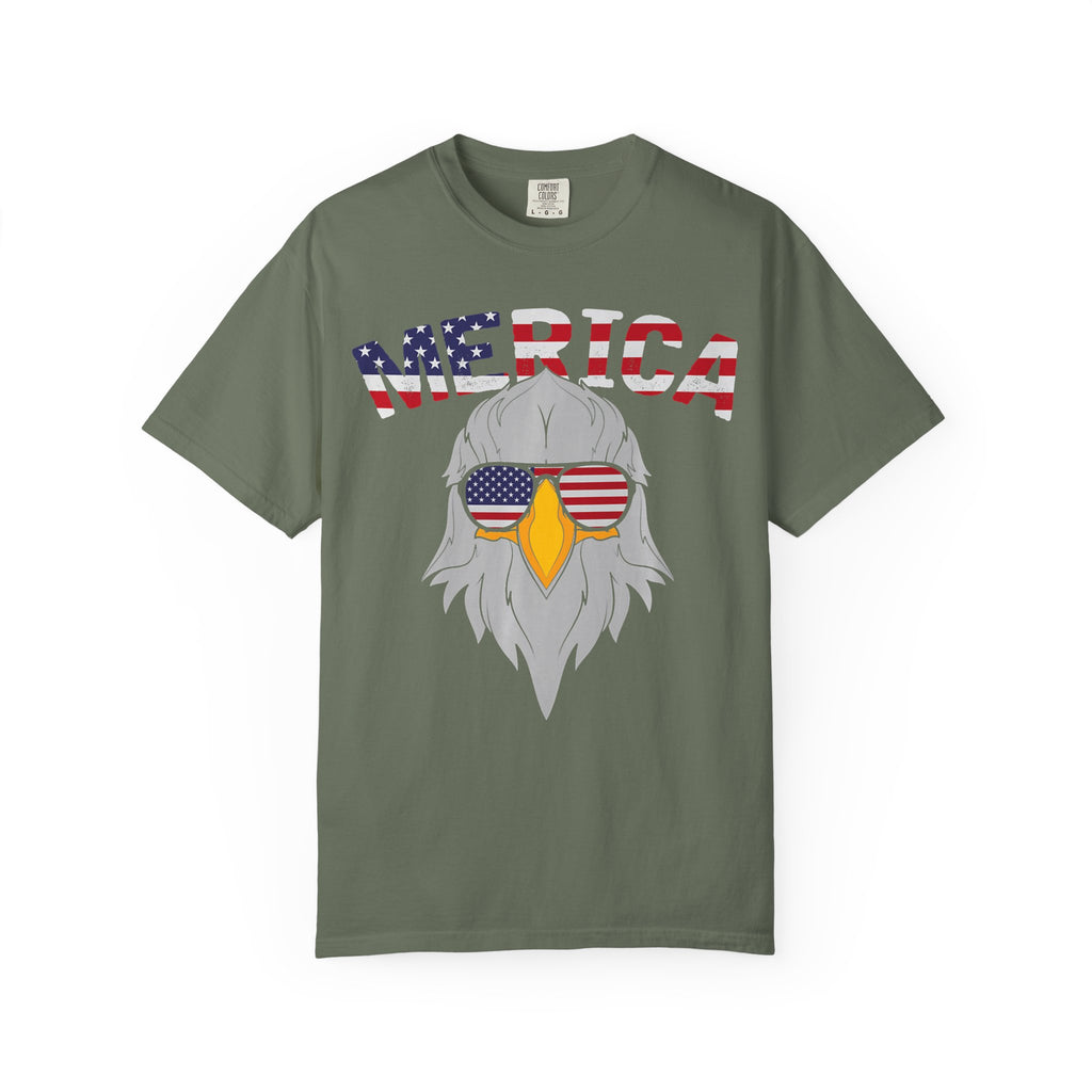 Eagle 'Merica T-Shirt — Patriotic Bald Eagle with USA Flag Sunglasses
