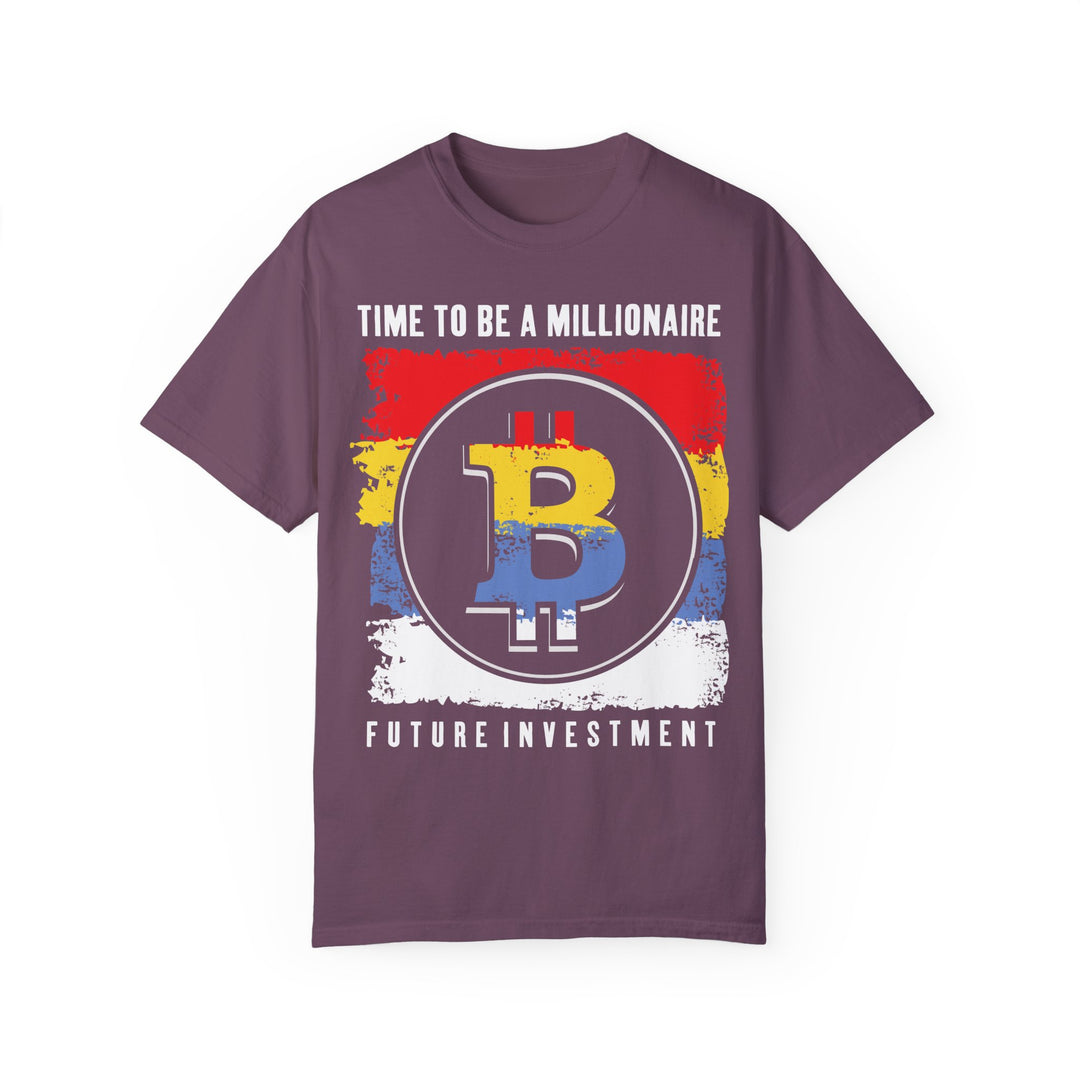 BraggerSwine Unisex Garment-Dyed T-Shirt - Time To Be A Bitcoin Millionaire