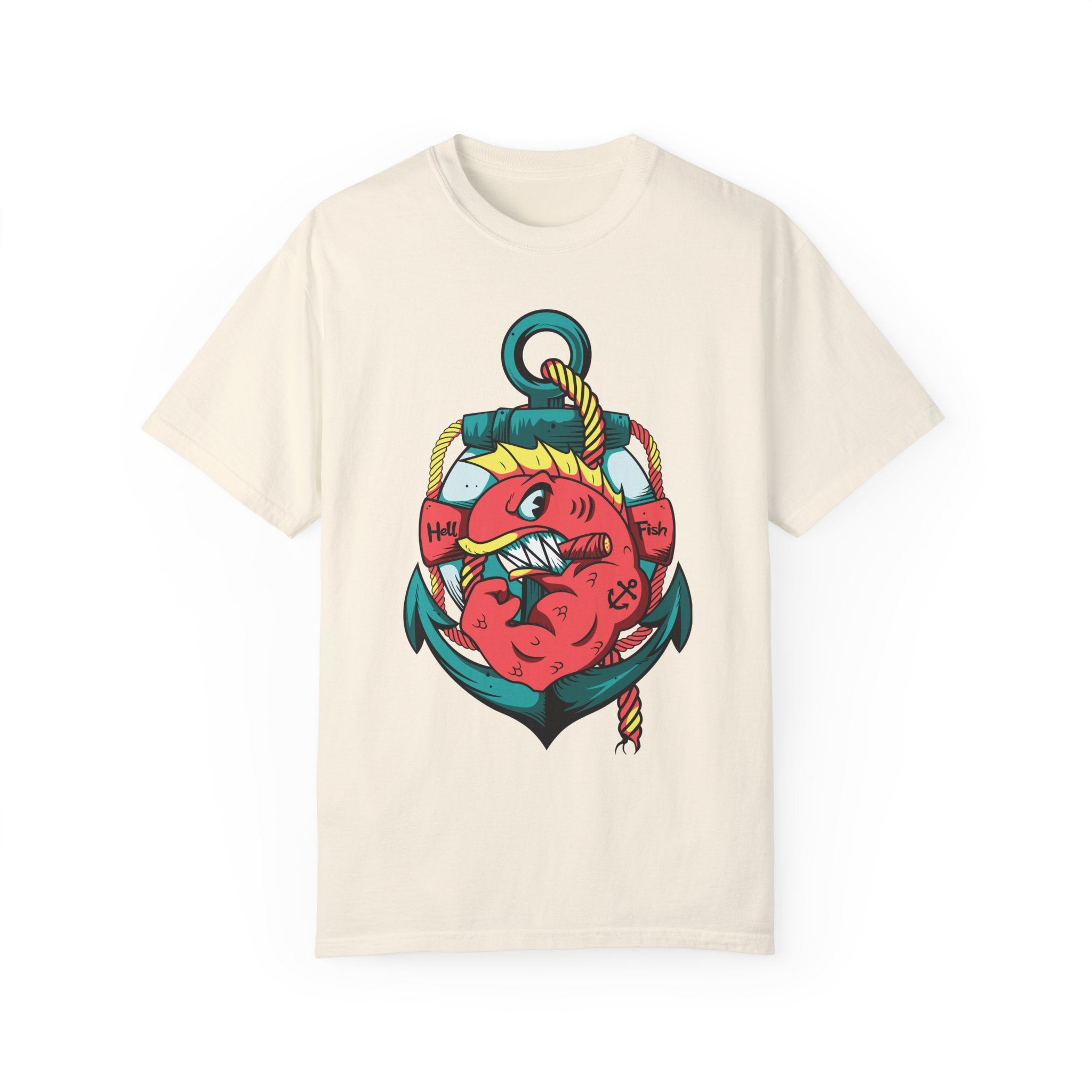BraggerSwine Unisex Garment-Dyed T-Shirt - Fighting Fish Tattoo