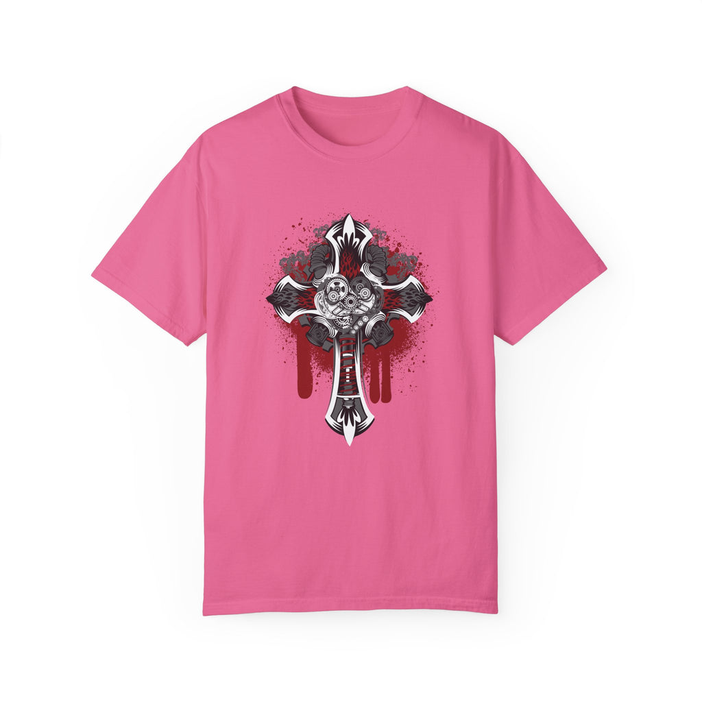 BraggerSwine Unisex Garment-Dyed T-Shirt - Steam Punk Cross