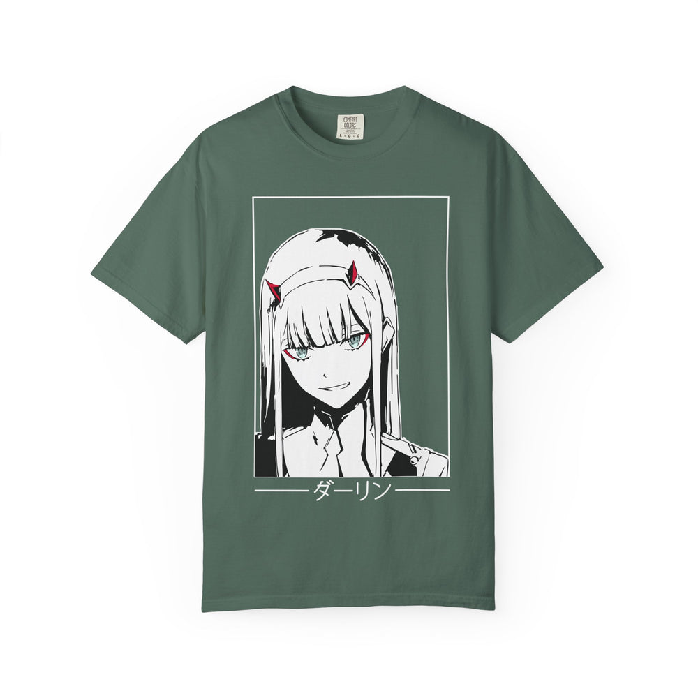 Anime Zero Two Portrait T-Shirt — 'ダーリン' Graphic Tee for Fans