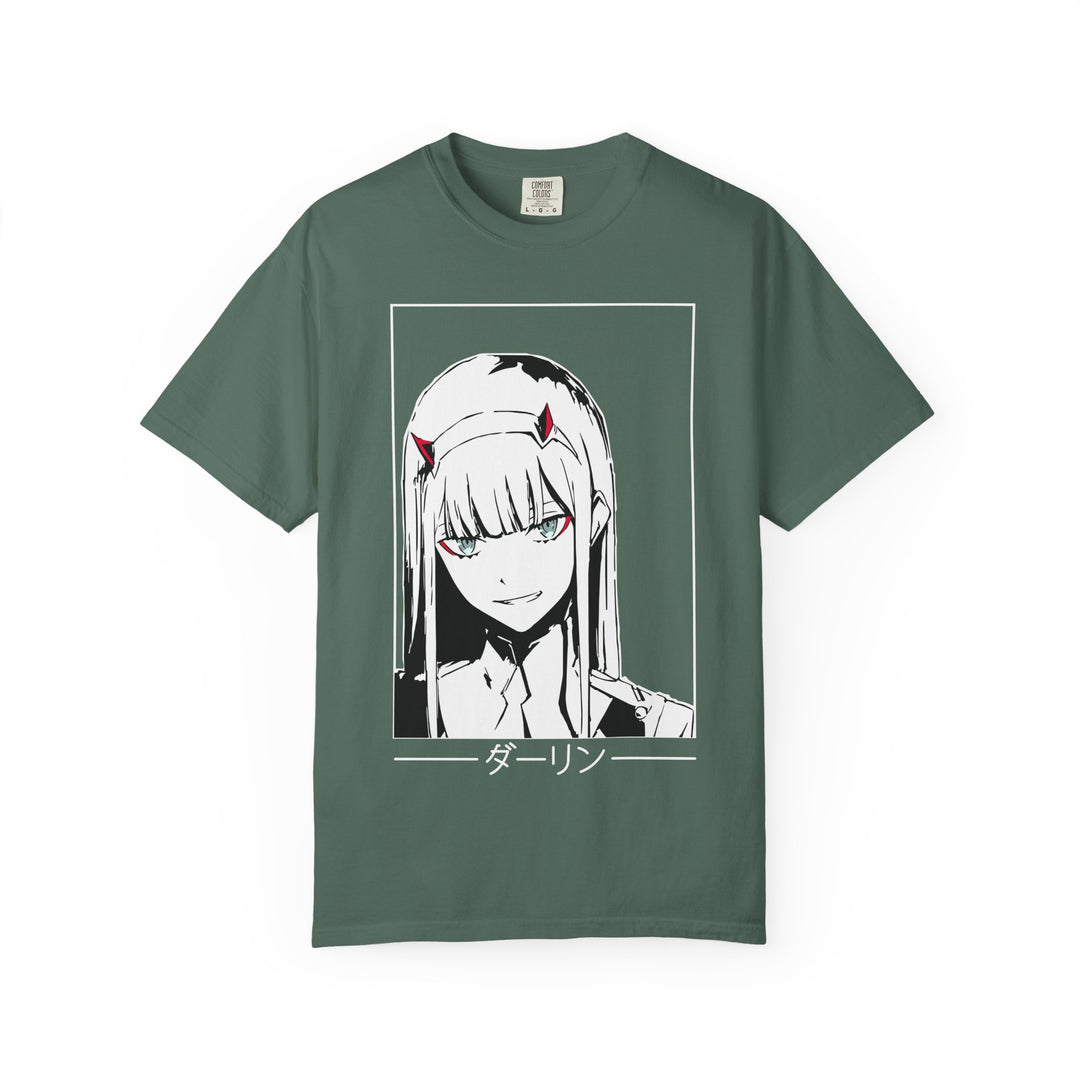 Anime Zero Two Portrait T-Shirt — 'ダーリン' Graphic Tee for Fans