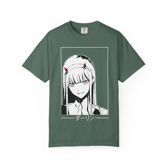 Anime Zero Two Portrait T-Shirt — 'ダーリン' Graphic Tee for Fans