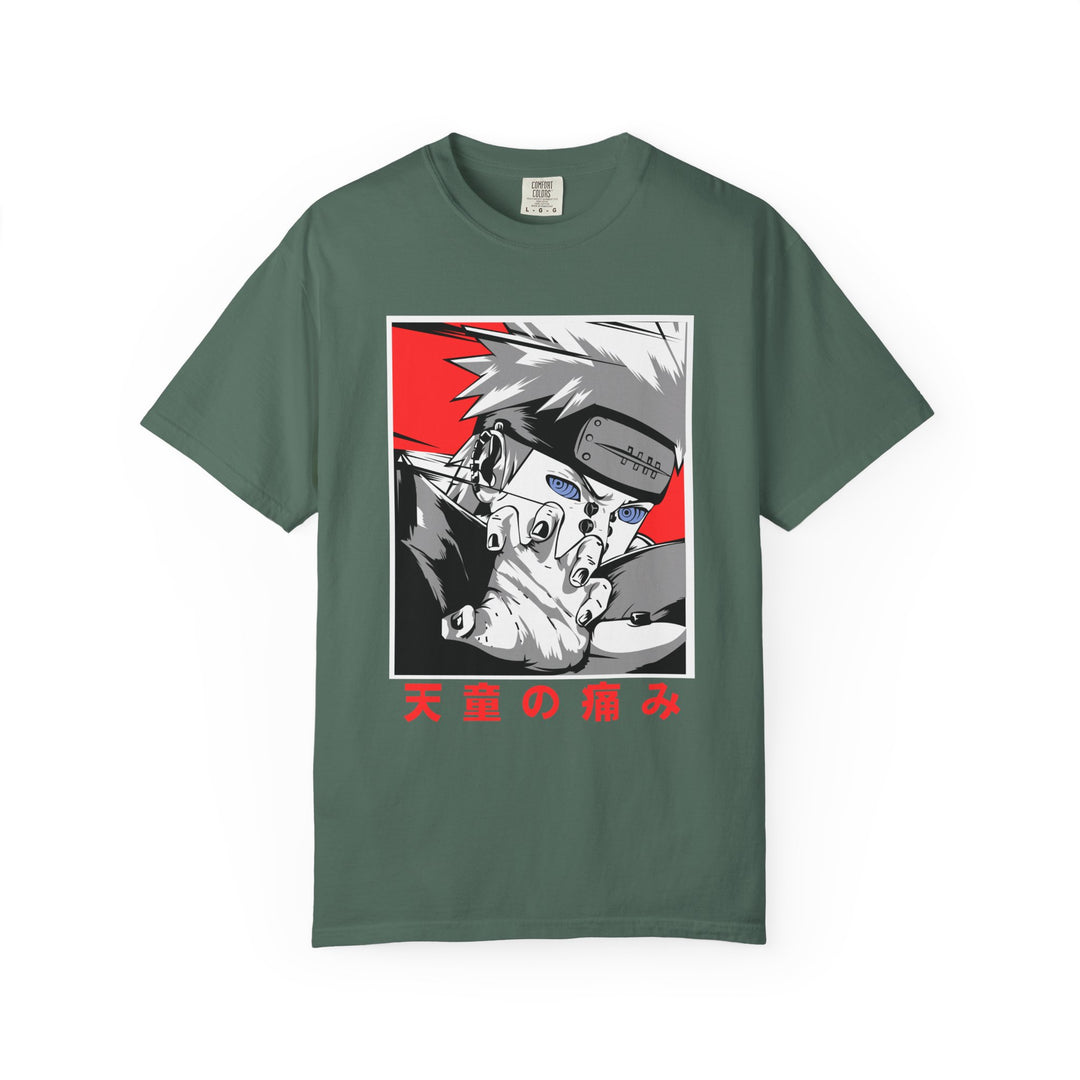 Anime-Style Pain Graphic T-Shirt — Japanese Text “天童の痛み”