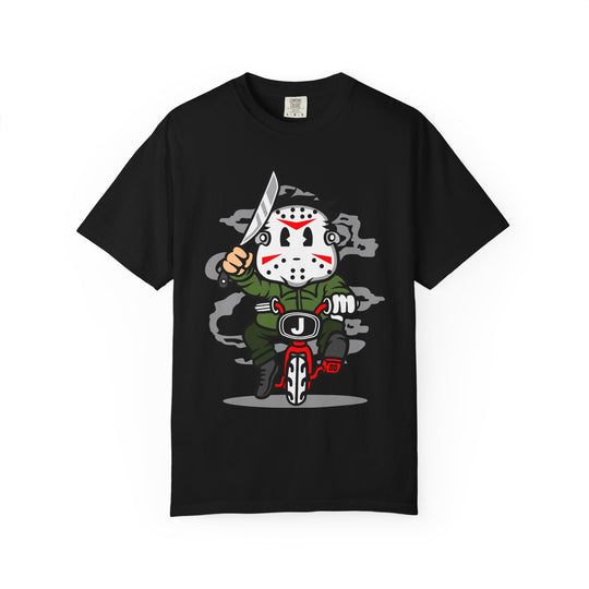 Jason Mask Biker T-Shirt — Retro Horror Moto Tee