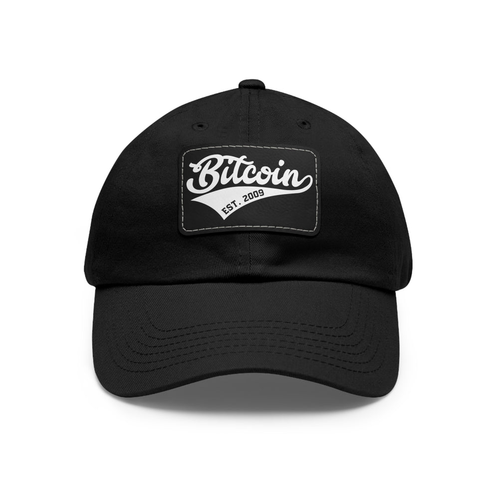 Bitcoin Est. 2009 BTC Dad Hat with Leather Patch (Rectangle)