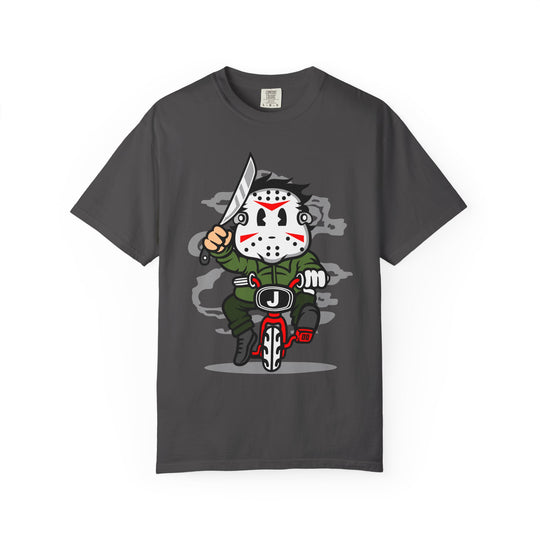 Jason Mask Biker T-Shirt — Retro Horror Moto Tee