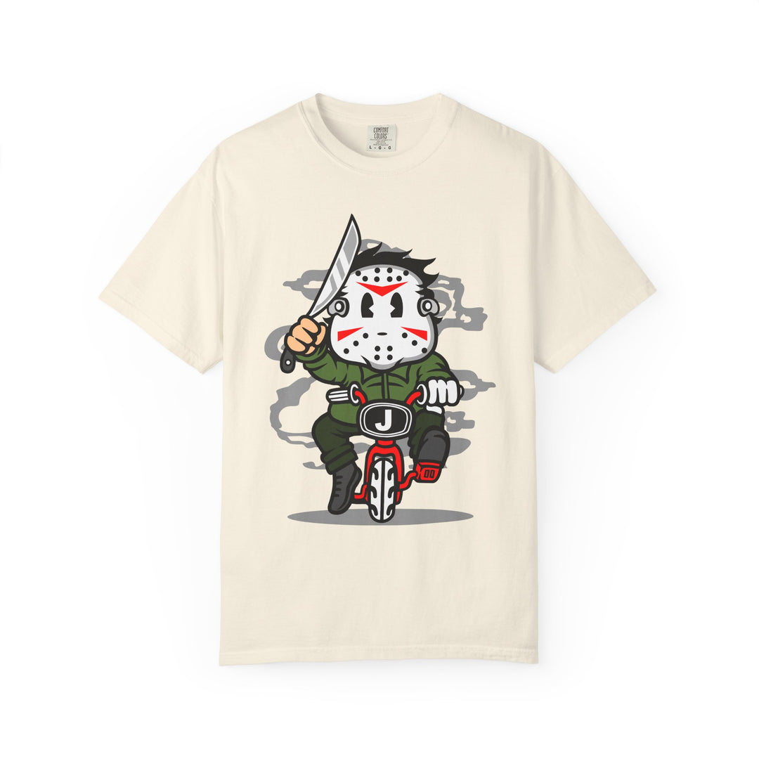 Jason Mask Biker T-Shirt — Retro Horror Moto Tee