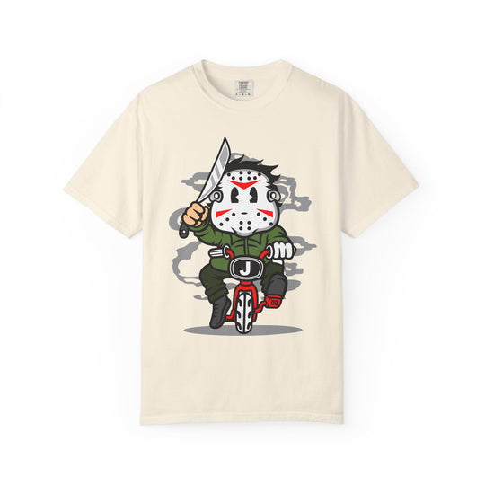 Jason Mask Biker T-Shirt — Retro Horror Moto Tee
