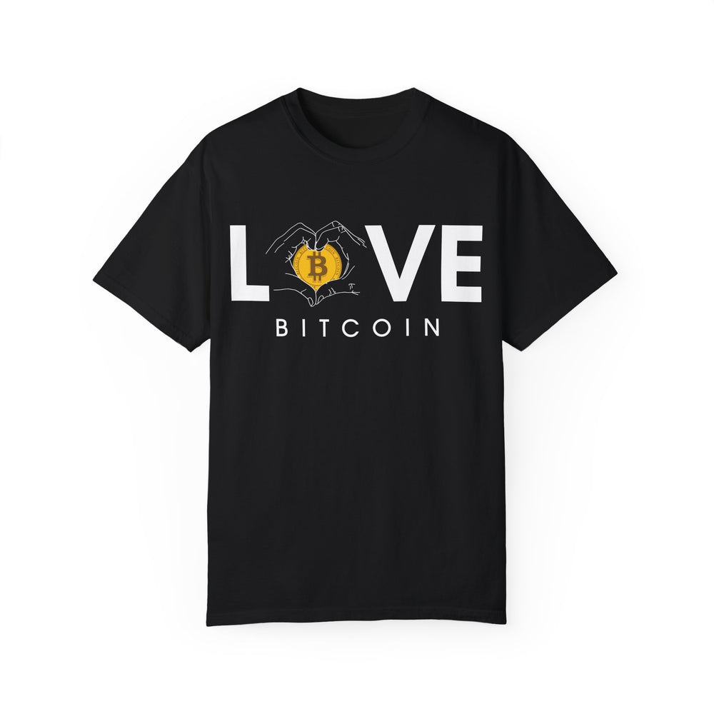 BraggerSwine Unisex Garment-Dyed T-Shirt - Bitcoin Is Love