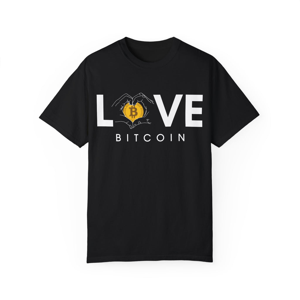BraggerSwine Unisex Garment-Dyed T-Shirt - Bitcoin Is Love