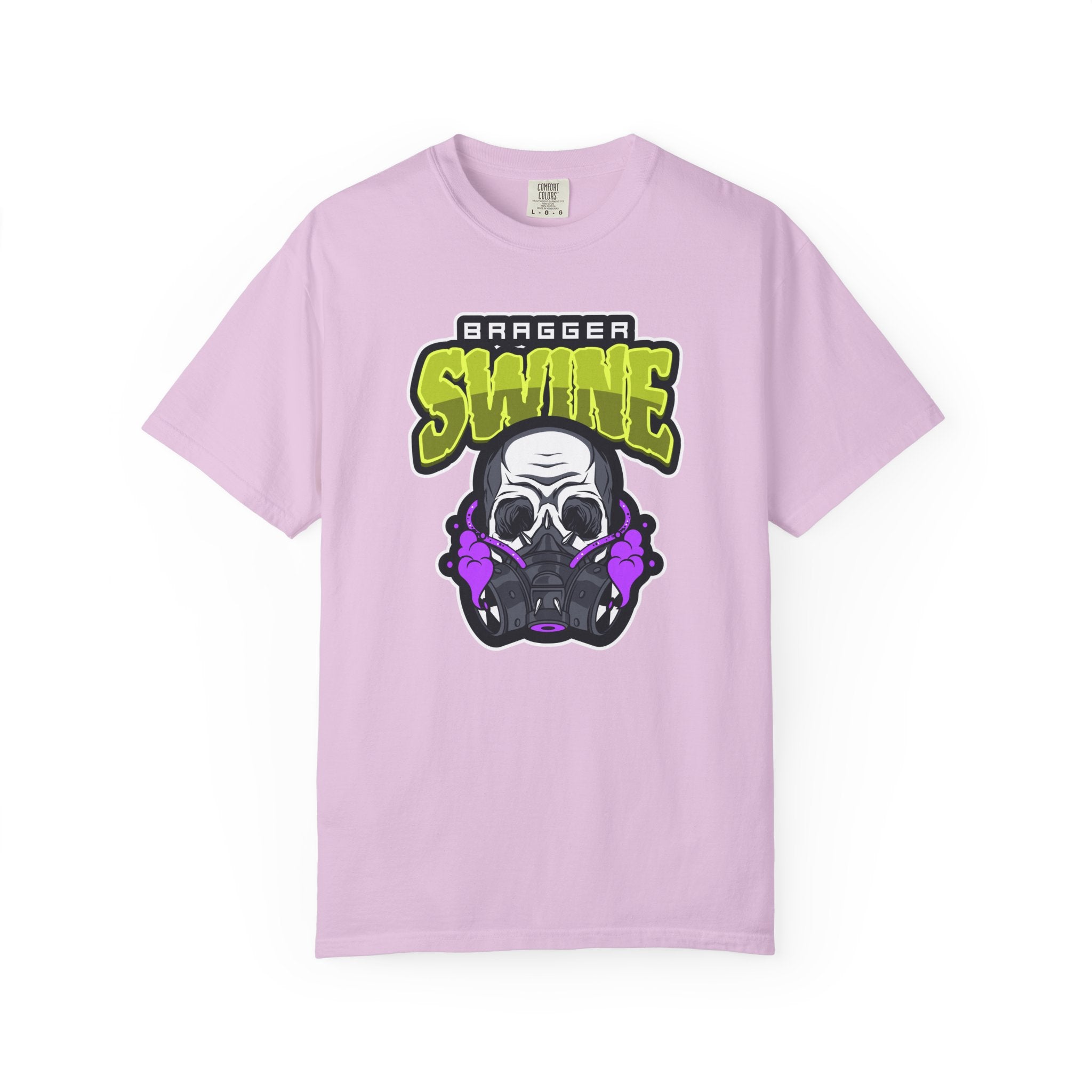T-Shirt — 'Bragger Swine' Skull Gas Mask Graphic Tee