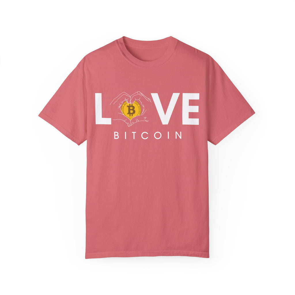 BraggerSwine Unisex Garment-Dyed T-Shirt - Bitcoin Is Love