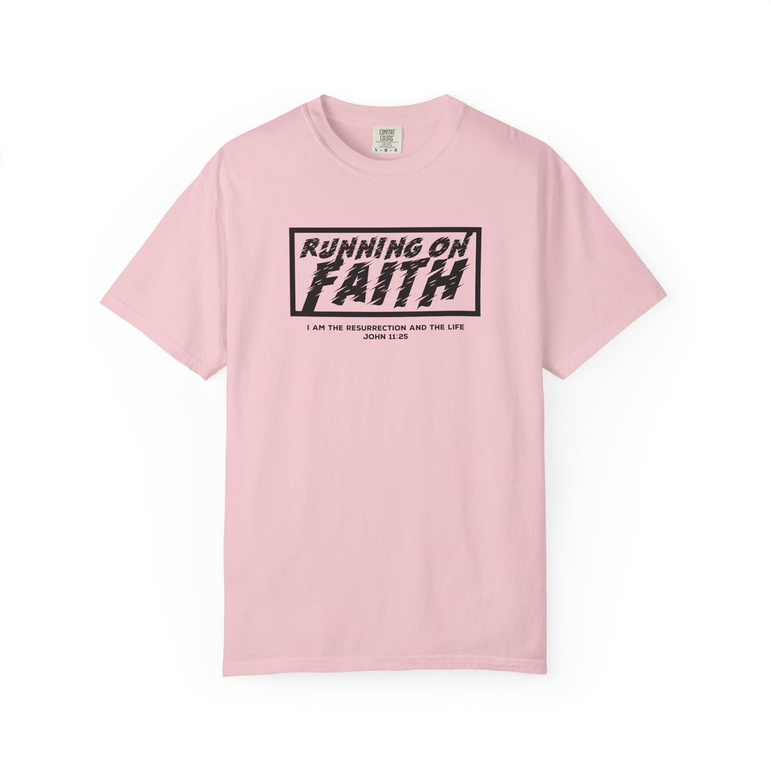 Running on Faith T-Shirt — Christian Scripture Tee (John 12:26)
