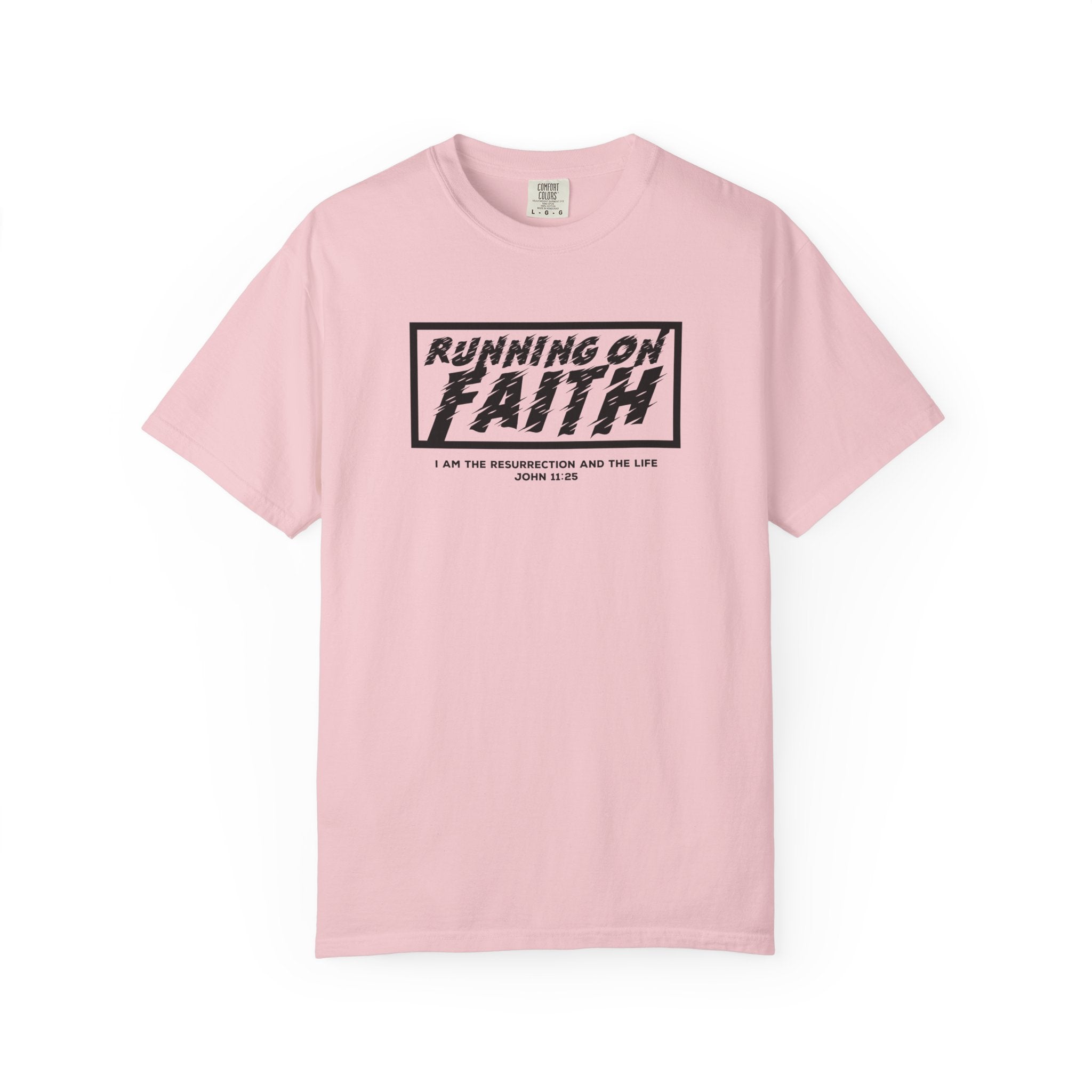 Running on Faith T-Shirt — Christian Scripture Tee (John 12:26)