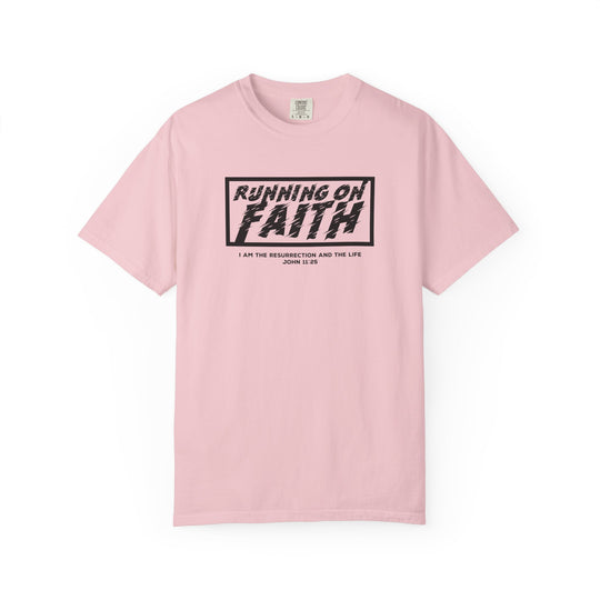 Running on Faith T-Shirt — Christian Scripture Tee (John 12:26)