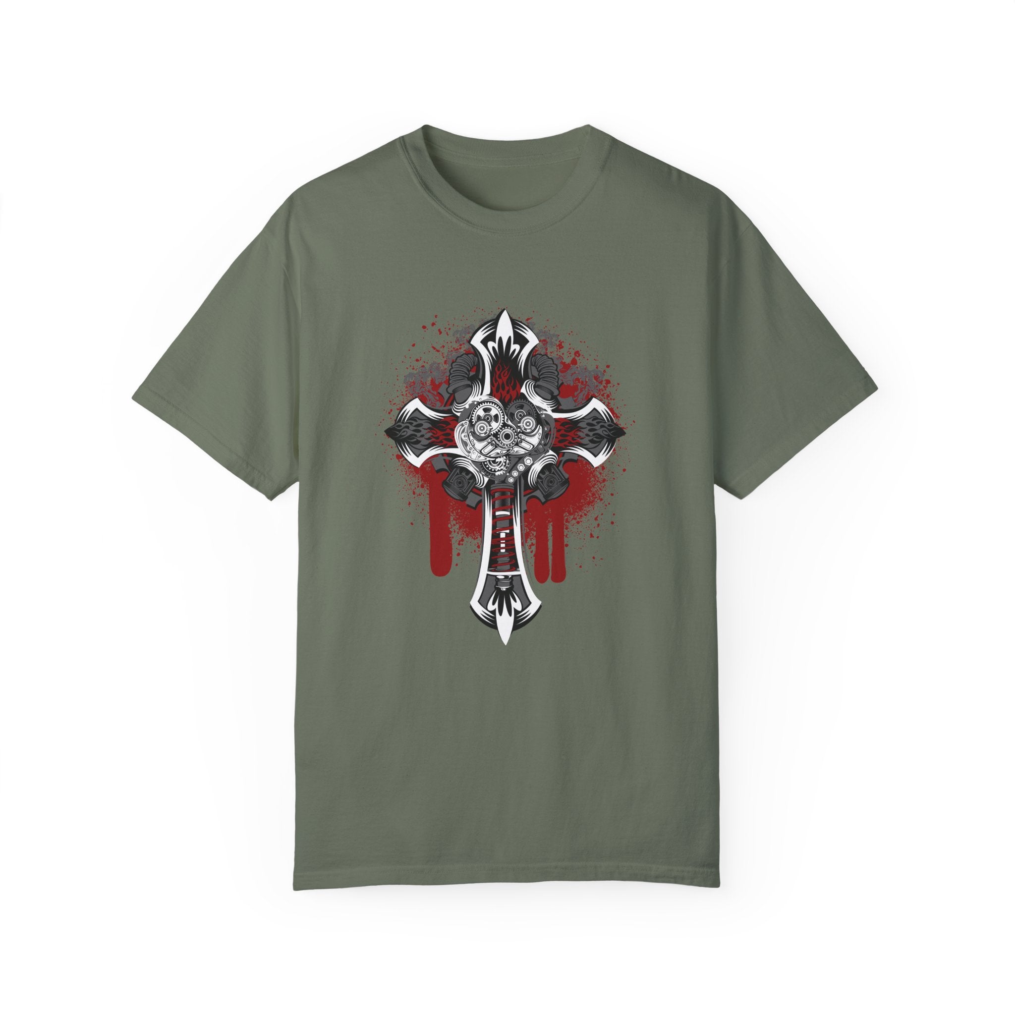 BraggerSwine Unisex Garment-Dyed T-Shirt - Steam Punk Cross