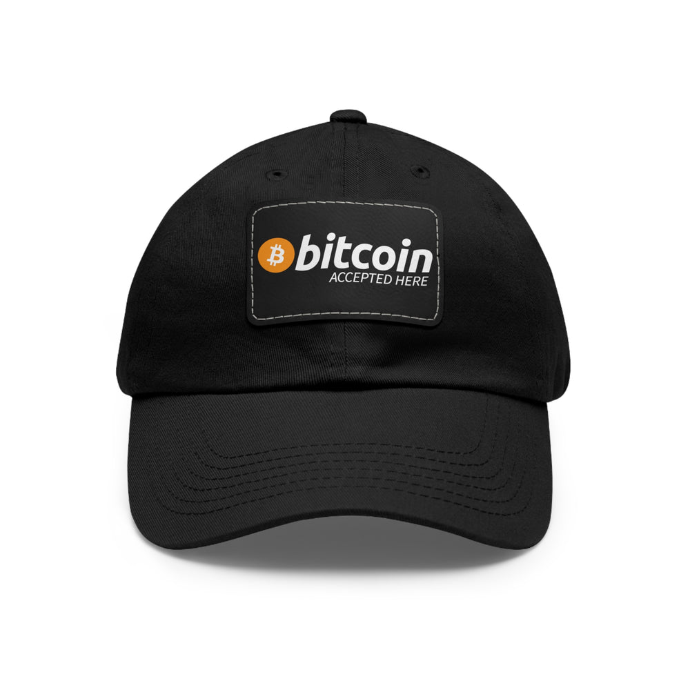 Bitcoin Accepted Here Dad Hat with Leather Patch (Rectangle)