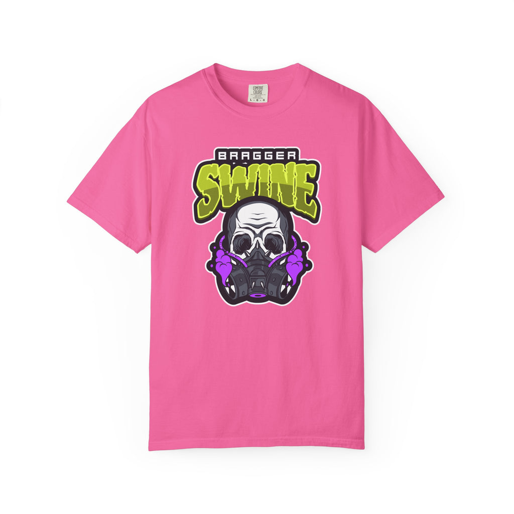 T-Shirt — 'Bragger Swine' Skull Gas Mask Graphic Tee