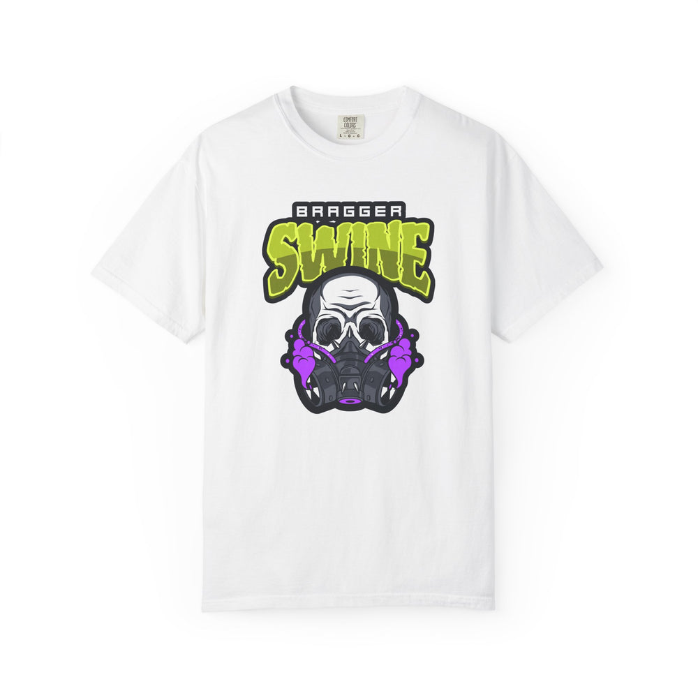 T-Shirt — 'Bragger Swine' Skull Gas Mask Graphic Tee