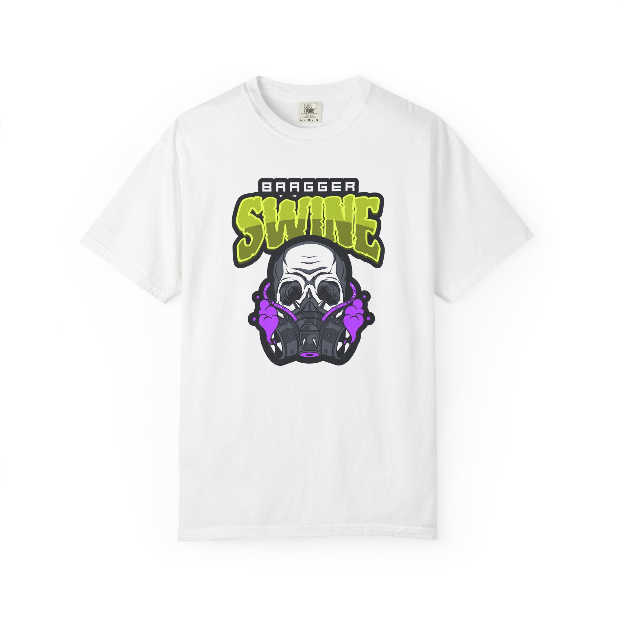 T-Shirt — 'Bragger Swine' Skull Gas Mask Graphic Tee