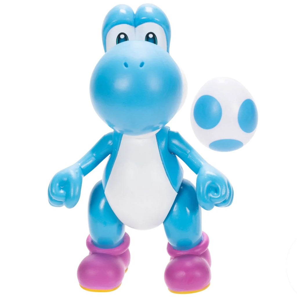 Jakks Pacific World of Nintendo Super Mario Light Blue Yoshi with Egg Figure