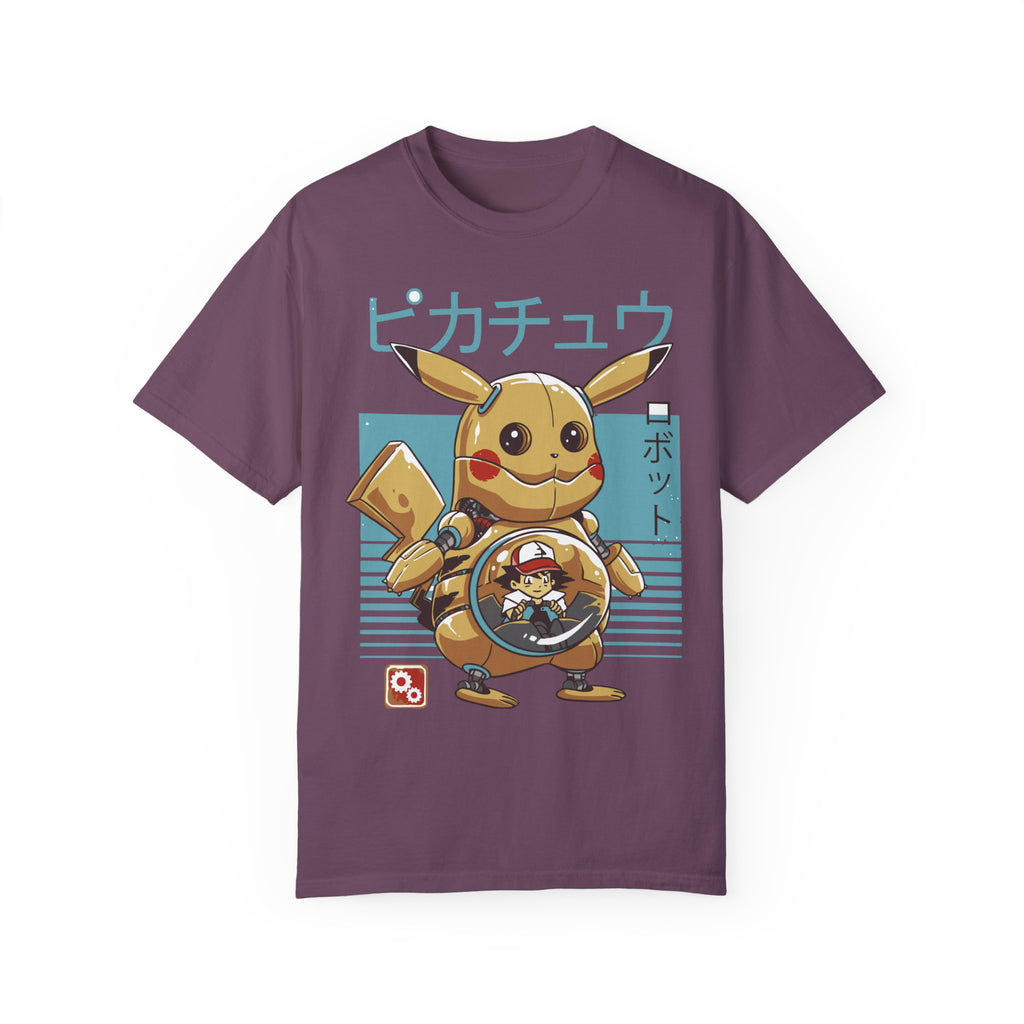 BraggerSwine Unisex Garment-Dyed T-Shirt - Ash y Pika Robot