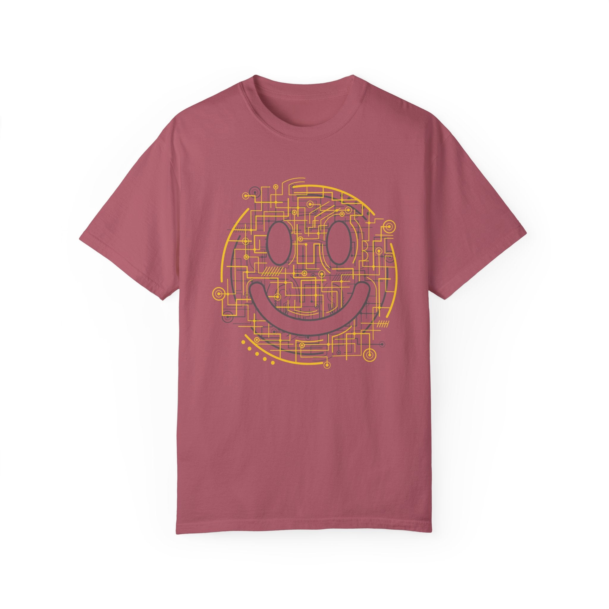 BraggerSwine Unisex Garment-Dyed T-Shirt - Electric Smiley