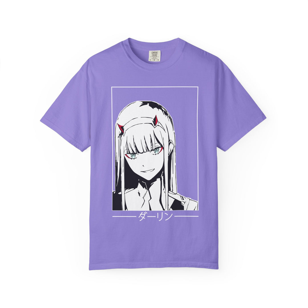 Anime Zero Two Portrait T-Shirt — 'ダーリン' Graphic Tee for Fans