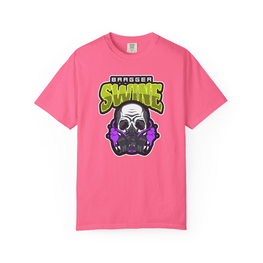 T-Shirt — 'Bragger Swine' Skull Gas Mask Graphic Tee