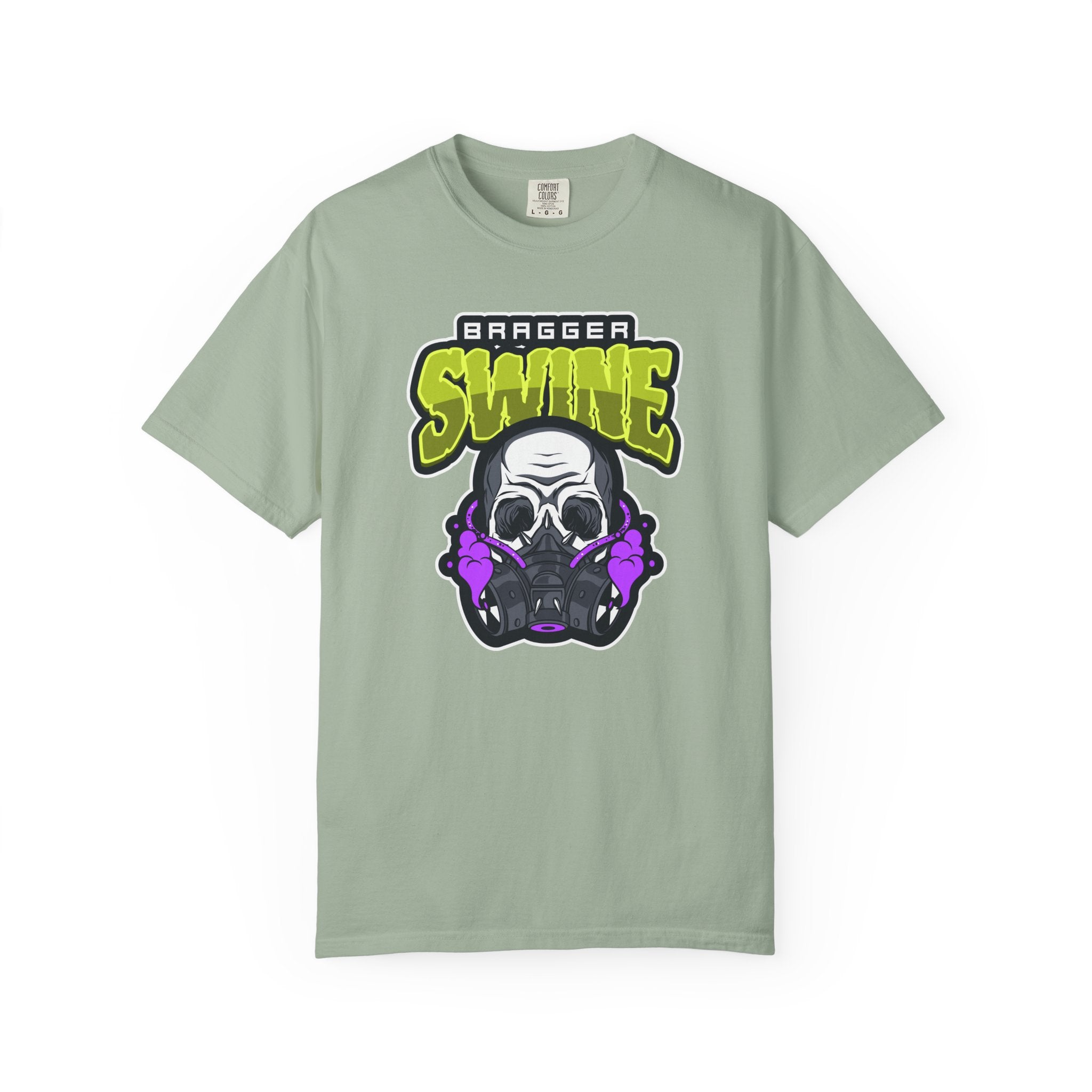 T-Shirt — 'Bragger Swine' Skull Gas Mask Graphic Tee
