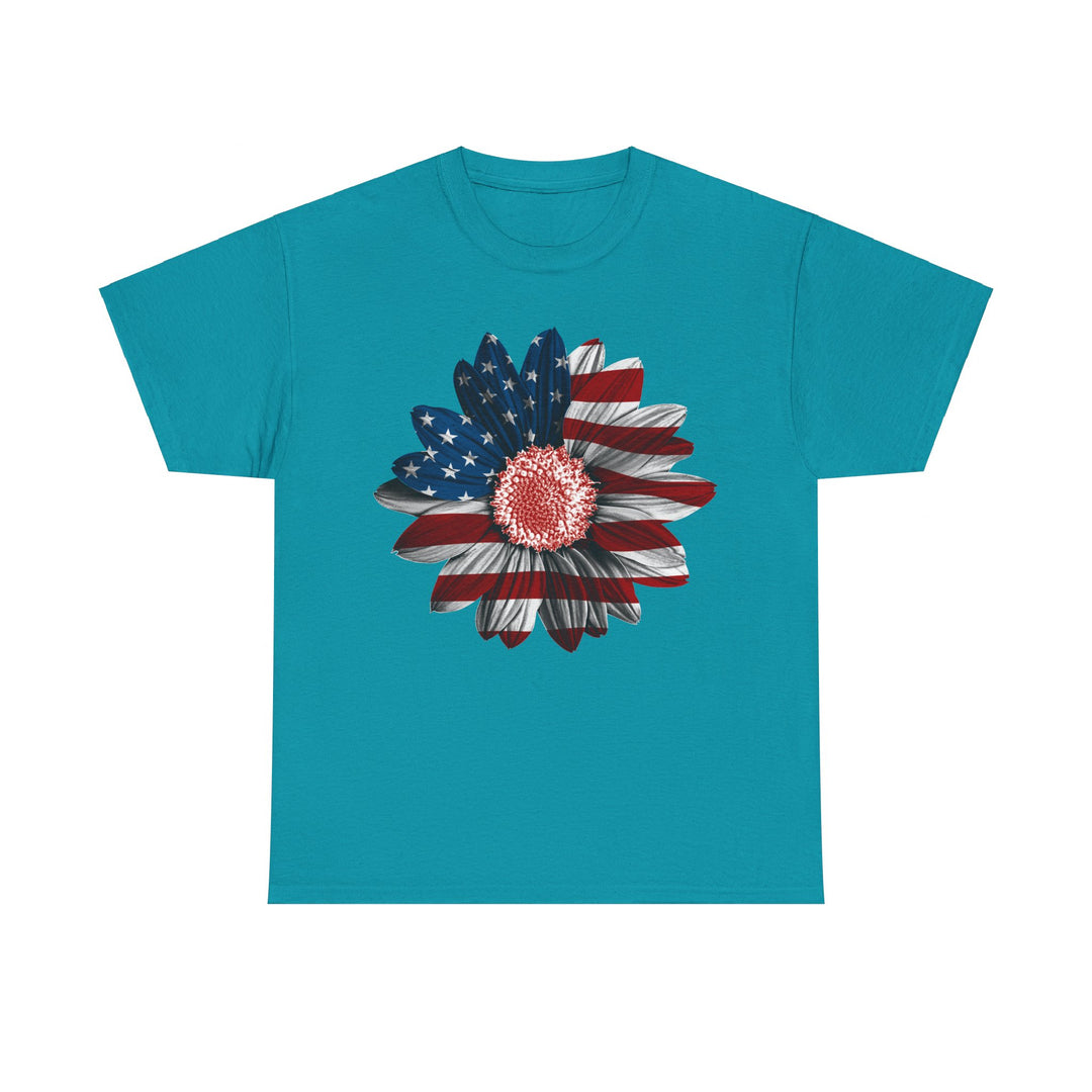 Sunflower USA Flag Unisex Heavy Cotton Tee