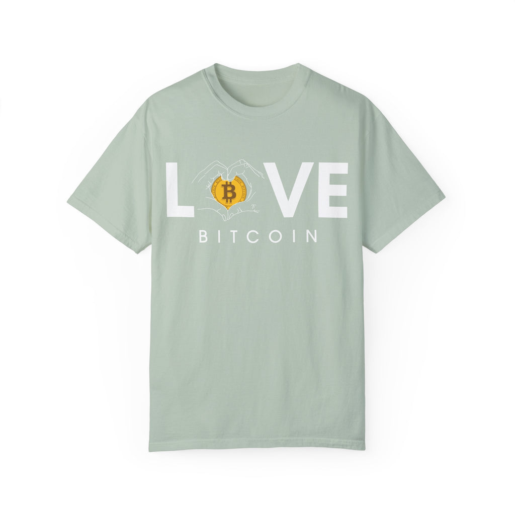 BraggerSwine Unisex Garment-Dyed T-Shirt - Bitcoin Is Love