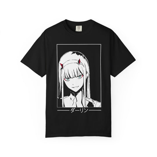 Anime Zero Two Portrait T-Shirt — 'ダーリン' Graphic Tee for Fans