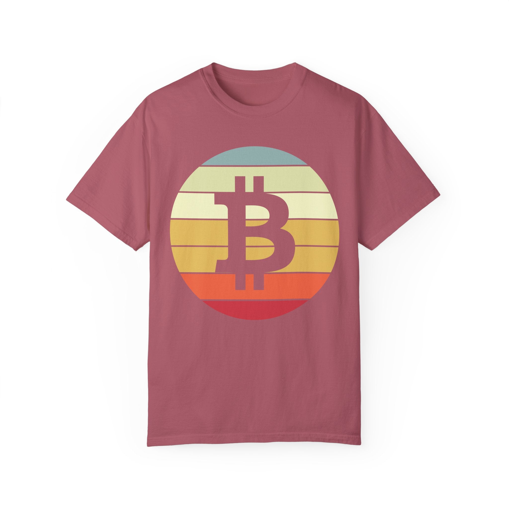 BraggerSwine Unisex Garment-Dyed T-Shirt - Bitcoin Vintage Sunset