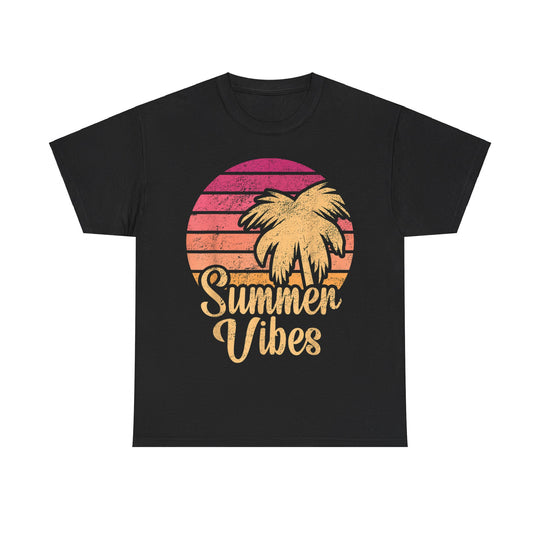 Retro Beach Summer Vibes Unisex Heavy Cotton Tee