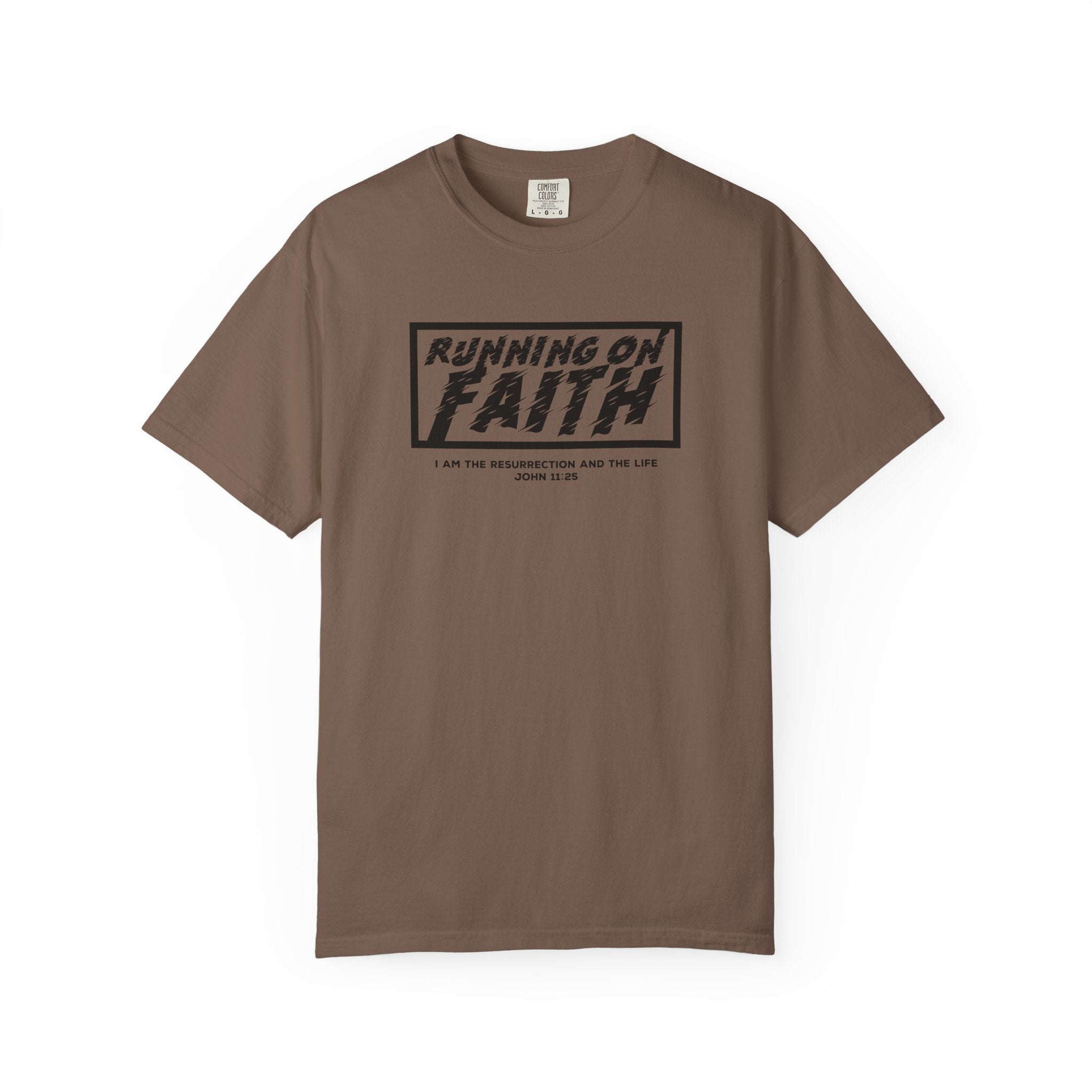 Running on Faith T-Shirt — Christian Scripture Tee (John 12:26)