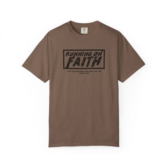 Running on Faith T-Shirt — Christian Scripture Tee (John 12:26)