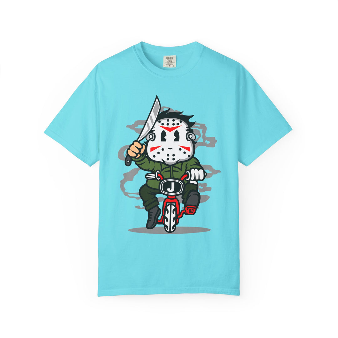 Jason Mask Biker T-Shirt — Retro Horror Moto Tee