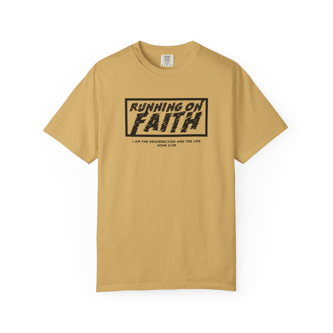 Running on Faith T-Shirt — Christian Scripture Tee (John 12:26)