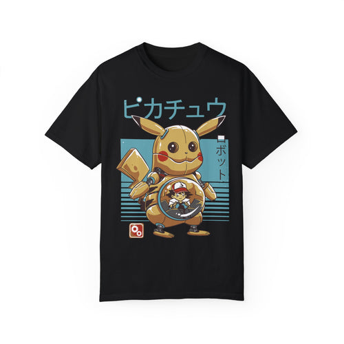 BraggerSwine Unisex Garment-Dyed T-Shirt - Ash y Pika Robot