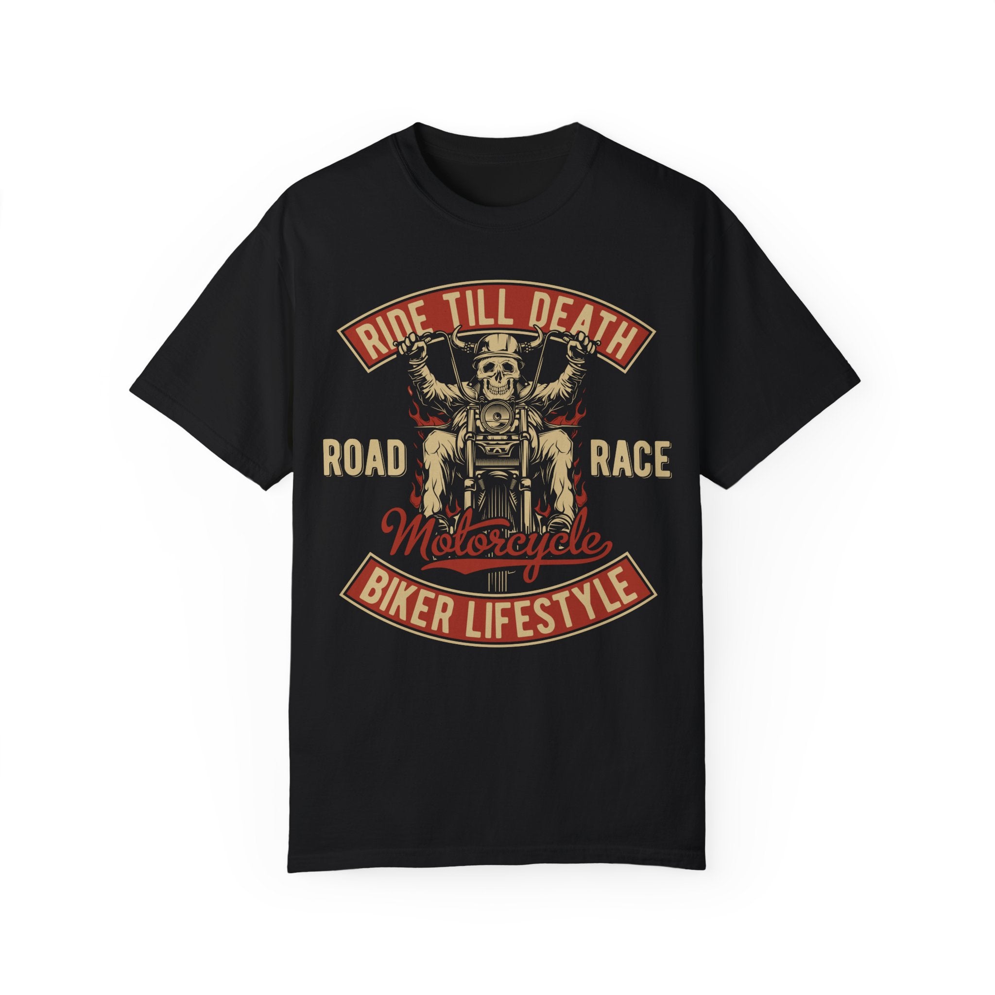 BraggerSwine Unisex Garment-Dyed T-Shirt - Ride Till Death Biker Lifestyle